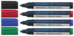Schneider Tábla- és flipchart marker készlet 2-3mm, kerek végű Schneider Maxx 290, 4 klf. szín (129094) - azellato