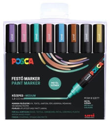 uni Dekormarker 1, 8-2, 5mm, Uni Posca PC-5M 8 db-os készlet. metál (2UPC5MMETAL8DB) - azellato