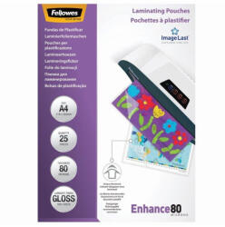 Fellowes Lamináló fólia, A4, 80 micron, fényes, 25 db/doboz, Fellowes® - azellato