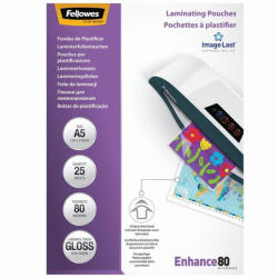Fellowes Lamináló fólia, A5, 80 mikron, fényes, 25 db/doboz, Fellowes® (5396003) - azellato