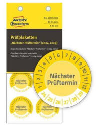 AVERY Etikett címke, o30mm, eltávolíthatatlan 8 címke/ív, 10 ív/doboz, Avery sárga (6990-2024) - azellato
