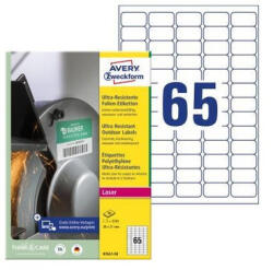 AVERY Etikett címke, 38x21mm, ultra ellenálló, 65 címke/lap Avery, fehér (B7651-50) - azellato