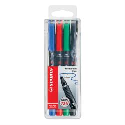 STABILO Alkoholos marker készlet 0, 7mm, STABILO OHPen F, 4 klf. szín (842/4)