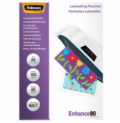Fellowes Lamináló fólia, A4, 80 mikron, matt, 100 db/doboz, Fellowes® (5452103) - azellato