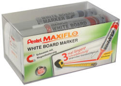 Pentel Táblamarker+törlő készlet 2, 5mm, kerek hegyű, Maxiflo Pentel, 4 klf. szín (MWL5M-4N) - azellato