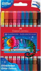 Faber-Castell Carioci cu 2 capete si sclipici, 10 culori/set FABER-CASTELL Glitter, FC151107