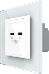 LIVOLO Priza dubla 2 x USB tip C, 2M, 65W, cu rama din sticla, Livolo (1682)