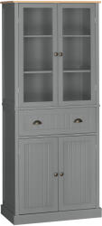 HOMCOM Dulap Cămară cu 5 Niveluri și Sertar Central, din MDF și PAL, 76x40x182, 5cm, Gri | Aosom Romania (835-602GY) Bufet