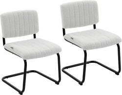 HomCom Set 2 Scaune de Dining Tapițate din Țesătură Teddy, Cadru Metalic Tip Sanie, Alb Crem | Aosom Romania (83A-506V00CW)