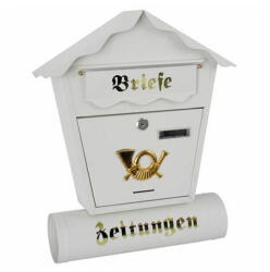  Postaláda házikó+újságtartó fehér (252190)