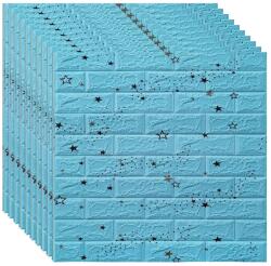 MACVI 20 db-os öntapadós 3D tapéta készlet, kívül puha habszivacs, modern kivitel bármilyen helyre alkalmas, vízálló, 70x77 méret, Macvi, Blue Stars Brick Modell (20xTapet-53)