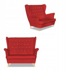  Gaja Skandináv Öko-Bőr Karosszékes Kanapé Family Furniture Piros