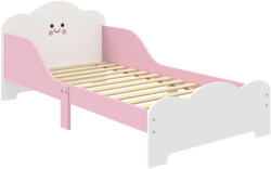 Aiyaplay Montessori ágy 3-6 éves gyermekeknek, 143x77 cm-es egyszemélyes ágy biztonsági korláttal és léces alappal, felhő alakú fa dizájn gyerekszobába, rózsaszín