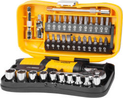 Strend Pro Bit és dugókulcs készlet, Strend Pro WT549, 39 részes, sárga/fekete doboz, 1/4", racsnis, 24 db bit, 10 db dugókulcs, hosszabbítók, toldatok (TC239480)