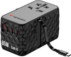 Verbatim GaN Nabíječka do sítě s vestavěným USB-C kabelem Charge 'n' Travel, 85W, 4xUSB-C, 1xUSB (32127)