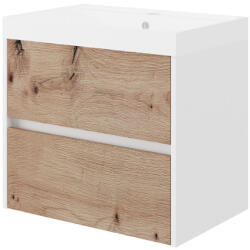 Fluminia Set mobilier supendat cu lavoar din compozit, 60 cm, stejar (FIORI60/F40)