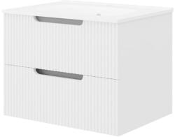 Fluminia Set mobilier alb riflat cu lavoar inclus, Malta 60 cm (MALTA60C/F00)