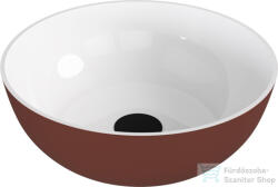 SAPHO BANERA ROUND 39 cm-es öntöttmárvány mosdó leeresztő nélkül, fényes fehér/matt barna 14337_72 (14337_72)