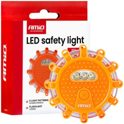 AMIO tölthető vészvillogó - 650mAh, 12+3 SMD Led