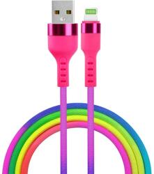Setty USB kábel, USB-A - Lightning, (1, 2méter 2, 1A), szivárvány