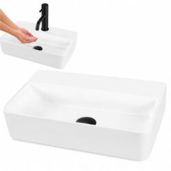 Rea Mosdókagyló Asztali Naomi Téglalap alakú Kerámia Fehér 45cm Rea lyukkal (REA-U0630)