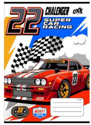  Autós - Race Cars, Piros autós kockás füzet, A5/27-32 (COR_2026_ISVFC96)