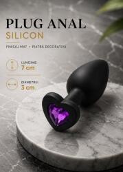 Guilty Toys Plug Anal din Silicon cu Cristal Inima, Waterproof, 7 cm