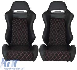  Zeus M Power Design kagylóülés, PVC/velúr, fekete, háromszínű varrással és mintával, pár (2 db) (CGRPAR6034394)