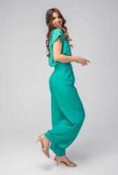 Hermosa Pantaloni Meda Verde palazzo din modal, cu talie înaltă