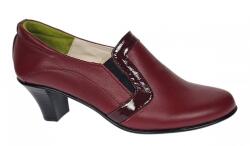 Ciucaleti Marimea 37 Pantofi de dama eleganti din piele naturala grena cu toc de 5 cm P72VIS