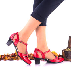 Ciucaleti LUX Marimea 40, 41 Pantofi dama eleganti, decupati, rosii din piele naturala toc 6 cm - LNA103RPL