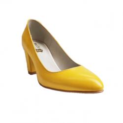 Ninna Art Shoes Pantofi eleganti dama, galbeni, din piele naturala box, toc 6 cm - NA87G3