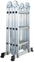 MESTERINO Scara multifunctionala din aluminiu cu balama 4X3 trepte MESTERINO TOOLS MTJL202-4X3, 3.55 metri, greutate maxima 150 kg (mst-MTJL202-4X3)