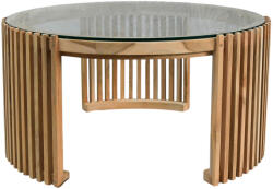 Roke Masa de cafea Meruz, Diametru 800 x Inaltime 400 mm, Lemn natur (nefinisat) Sticla transparenta groasa (8mm) (DF-NTZ_2TACT1121) Masa de cafea