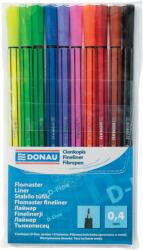 DONAU Fine liner, varf fetru 0.4mm, DONAU D-Fine - 10 culori/set (DN-7362910PL-99)