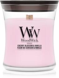 WoodWick Cherry Blossom & Vanilla lumânare parfumată cu fitil din lemn 85 g