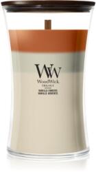 WoodWick Trilogy Vanilla Embers lumânare parfumată cu fitil din lemn 610 g
