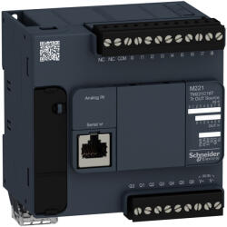 Schneider Electric Modicon M221 - TM221C16T - gépvezérlő PLC, 16 I/O, tranzisztor (source) kimenet, RS232/RS485, 24 VDC (TM221C16T)