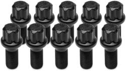 TPI kerékcsavar, 10 db, R13 gömbfejű, 17 mm, virágmintás, M14 × 1, 5, 40 mm, fekete (7784040(13R)BC-TPI_10)