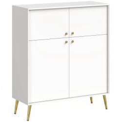 HOMCOM Sideboard modern, bufet de 105, 4 cm cu 4 uși Soft-Close și picioare metalice, pentru sufragerie & bucătărie, alb-crem | Aosom Romania (83B-701V90CW) Comoda