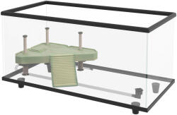 PawHut Acvariu pentru Țestoase 50L Terariu pentru Țestoase Mici cu Platformă Rampă și Termometru 60x30x32 cm Transparent | Aosom Romania (D40-040V01CR)