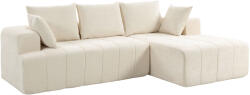 HOMCOM Canapea colțar 256 cm cu șezlong, canapea-extensibilă 3 locuri în chenille formă L, șezut și cotiere late, bej | Aosom Romania (83B-862V00BG) Canapea