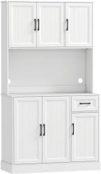HOMCOM Dulap de bucătărie, 180, 5 cm, dulap de depozitare, suprafață de lucru, orificiu pentru cablu, rafturi reglabile, MDF, Alb | Aosom Romania (83A-413V91WT)