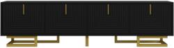 GL Store Comodă TV, mânere și picioare aurii, picioare reglabile, 160x38x44, 5 cm, Negru (F-GLS-N621P318511S)