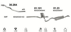Polmostrow Komplett kipufogó rendszer szerelvényekkel - AUDI A4 (1.9 TDi, 1996-2001) (SET-POL-30264-01101-0123)