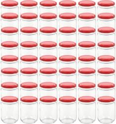 vidaXL 48 db 230 ml-es befőttesüveg piros tetővel 50800 (50800)