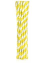  Sárga Yellow Stripes rugalmas papír szívószál 12 db-os - pepita - 219 Ft