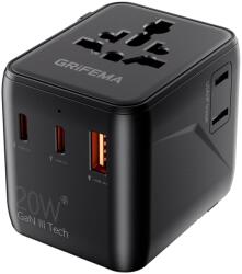 GRIFEMA Adaptor de calatorie GRIFEMA 5 in 1 cu 2 USB C, 20W PD, compatibil global (GD606-20)