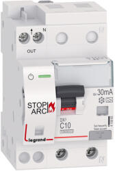 Legrand DX3 Stop Arc Íveszárlat érzékelő kombinált áram-védőkapcsoló C10 10000A alsó betáp BIC - 415965 (415965)