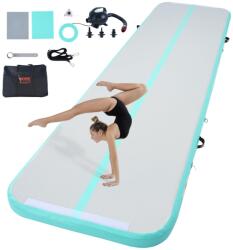 VEVOR Saltea Gonflabila VEVOR TT-M-13-G, 398 x 101 x 10 cm, Verde, cu Pompa Electrica (Gymnastics Air Mat 13 ft Mint Green)
